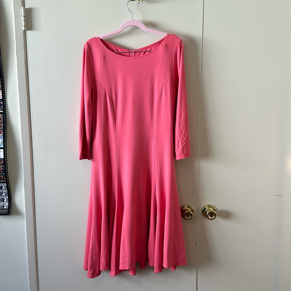 Laura Byrnes Sabrina Dress Coral Pink Pin Up 3/4